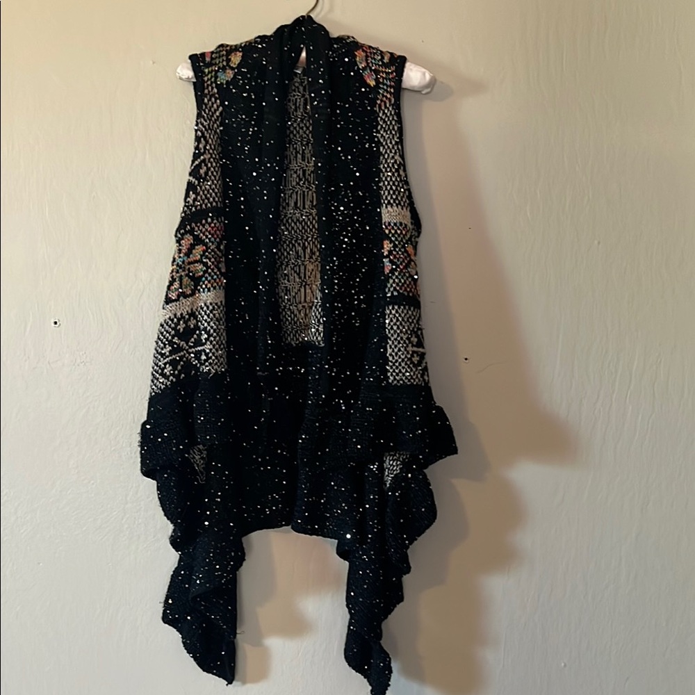 Mirror Image Black/multi colored Patterned Women's Sweater Vest size S